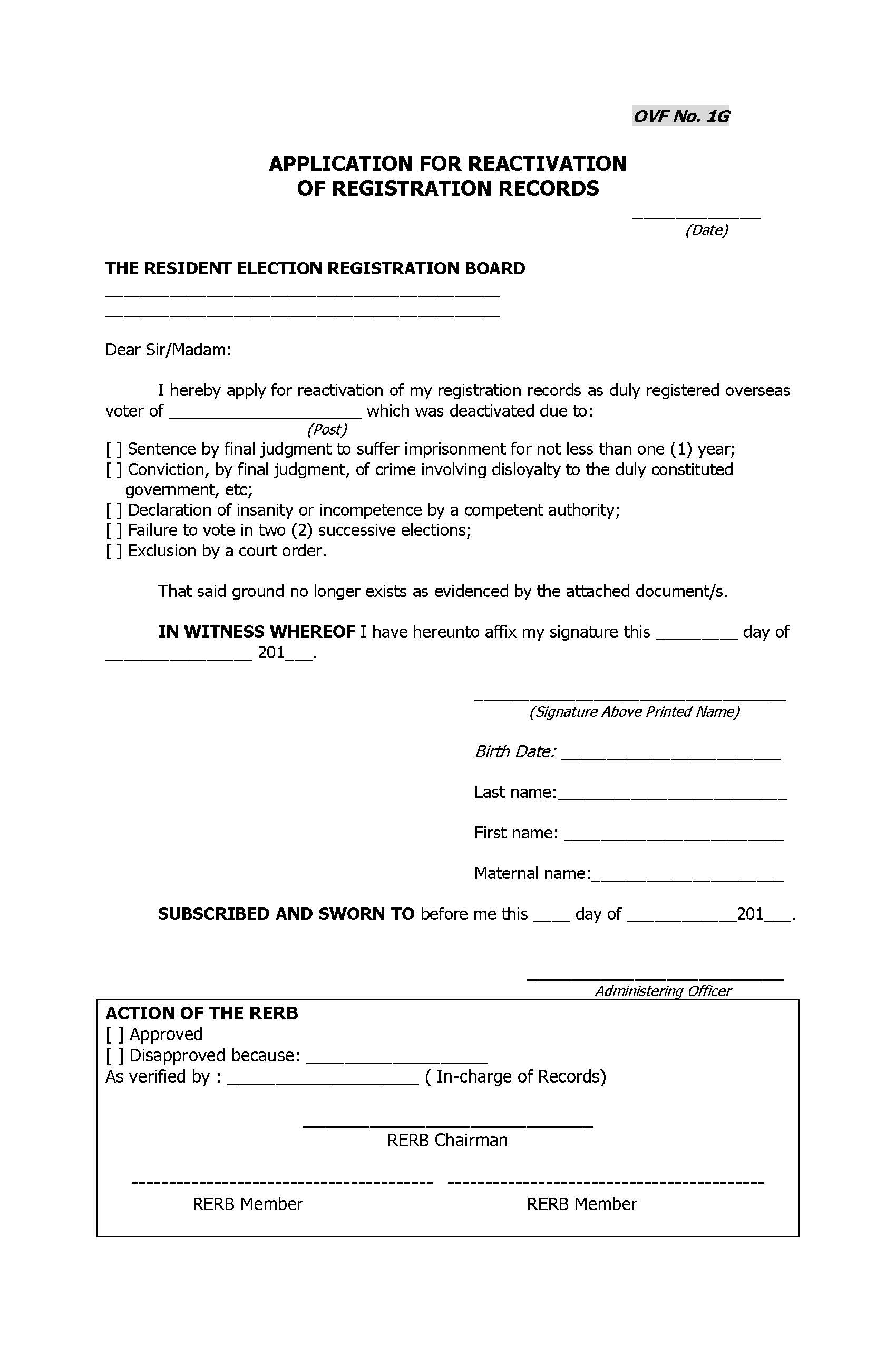 ovf 1g reactivation