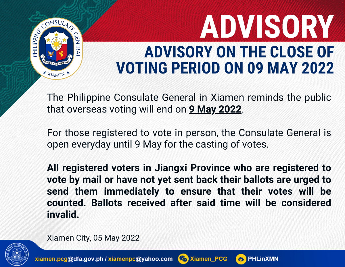 Advisory on the Close of Voting Period